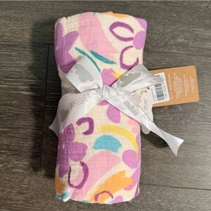Angel Dear Purple Yellow Pink Floral Muslim Swaddle Blanket 47”x47”